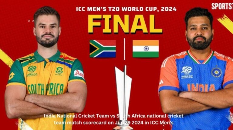 India National Cricket Team vs South Africa national cricket team match scorecard on Jun 29 2024 in ICC Men’s